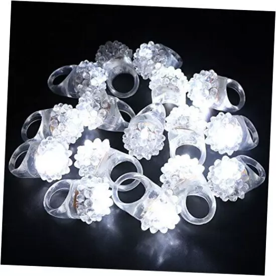 30PCS Party Favor Cool LED Light up Soft Rubber Ring LED Flashing Jelly White