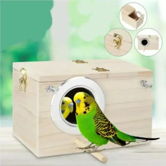 Wooden Bird Breeding Box Cage Nest for Parrot, Lovebirds, Finch - Home Tools NEW