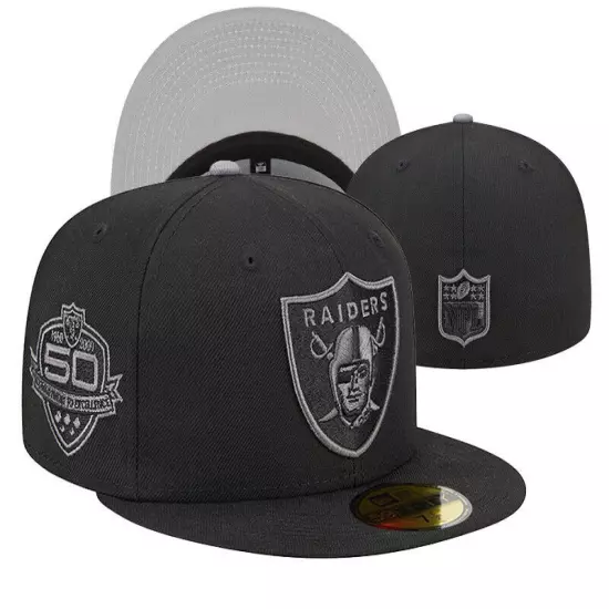 New Oakland Raiders Fitted Hat Cap Men's Football Cap Flat Brim Cap Sun HatS