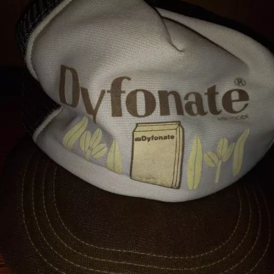 Vintage Dyfonate Farming Snapback Trucker Brown White FOAM GONE Adjustable