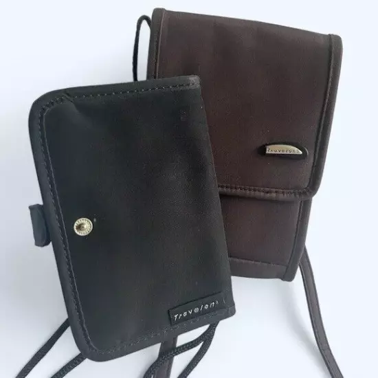 Travelon SET of 2 nylon minimalist organizing crossbodies, black, Brown