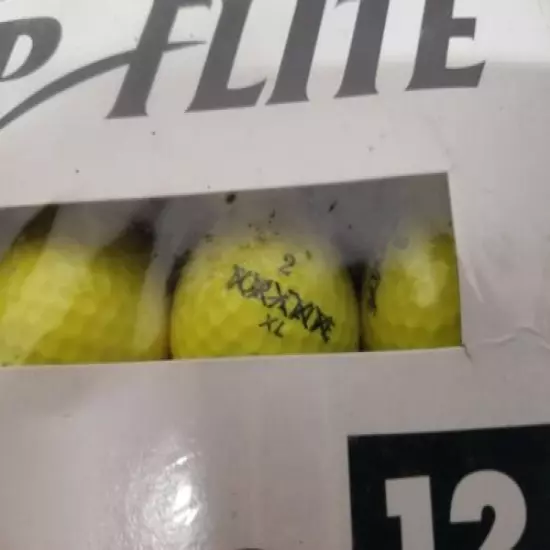 Vintage Top Flight X-outs Yellow Golf Balls, Set Of 12, NOS