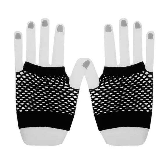 Womens Fancy Dress Short Fishnet Gloves Nylon Mesh Elastic Fingerless Mittens