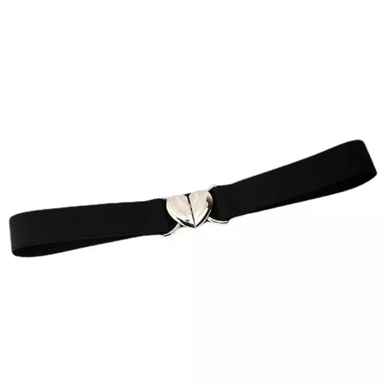 Womens Belt Stretch Elastic Skinny Waist Ladies Dress Waistband Metal Buckle □