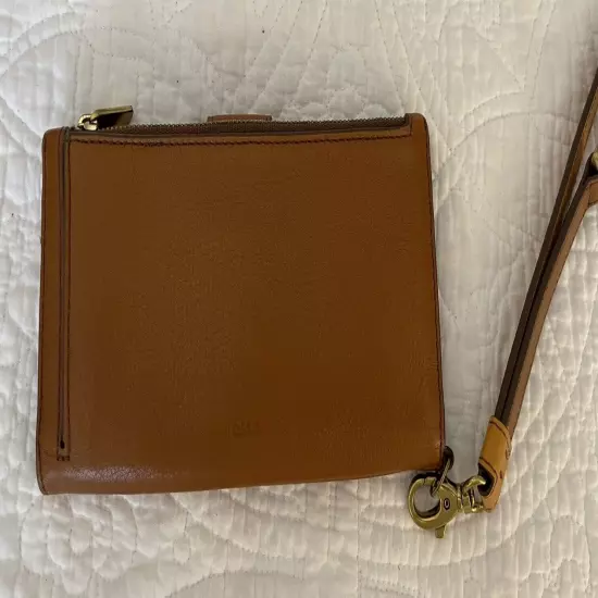 FOSSIL Brown Leather Bifold Long Wallet w/ Detachable Wristlet Strap