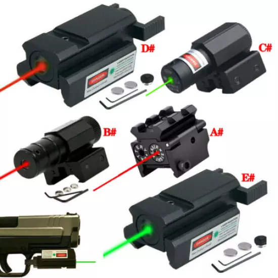 Tactical Red/Green Laser Beam Dot Sight Scope For 20mm Rail Pistol Gun Hunting #