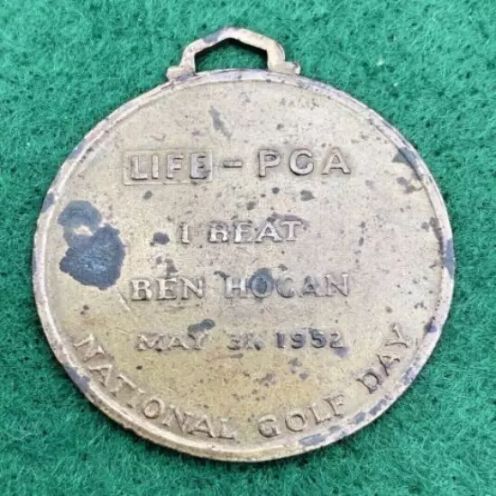 RARE INAUGURAL PGA NATIONAL GOLF DAY I BEAT BEN HOGAN MEDAL COIN MAY 31 1952