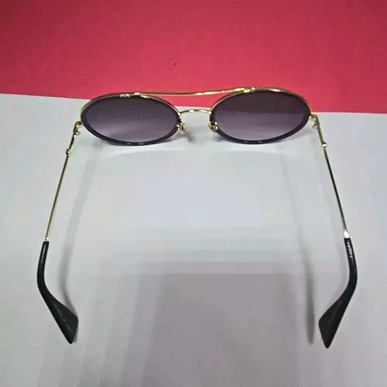 GUCCI SUNGLASSES 0061S 001 56□22ROUND GOLD BLACK FRAME WITH GREY GRADIENT LENSES