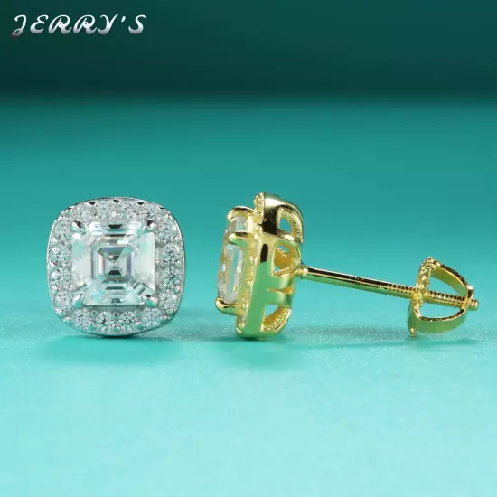 0.6CT Square Princess Cut Moissanite Stud Earrings Screw Back Hip Hop Jewelry