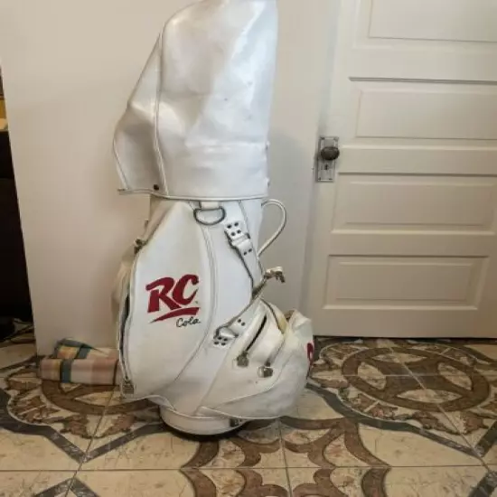 VINTAGE RON MILLER PRO MODEL Golf Cart Bag RC Cola RARE GREAT CONDITION White