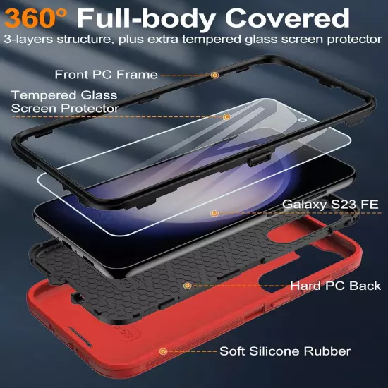 For Samsung Galaxy S23 Ultra/S22/FE/Plus Case Phone Cover Shockproof+Screen Glas