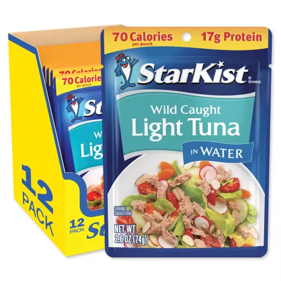 12-Pack Chunk Light Tuna in Water, 2.6 Oz Cans - Healthy & Convenient!