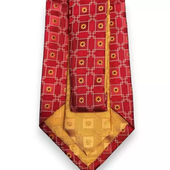 CANALI Necktie Men's Tie Red Pink Yellow 100% Silk Italy Exclusive Collection