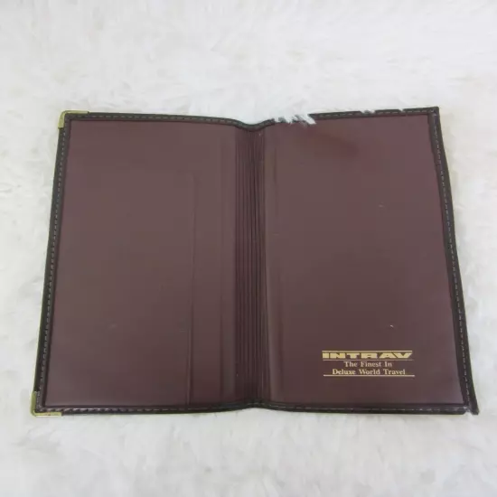 Intrav Deluxe World Travel Eagle Crest Passport Holder Wallet Organizer Leather