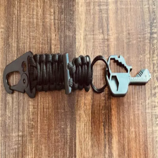 24 in 1 EDC Set Stainless Steel Key With Fire starter paracord Keychain