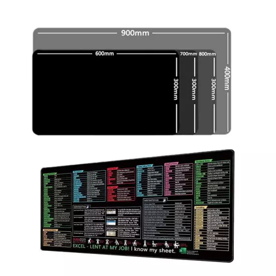 Excel Cheat Sheet Desk Mat, Excel Shortcuts Mouse Pad,Keyboard Shor