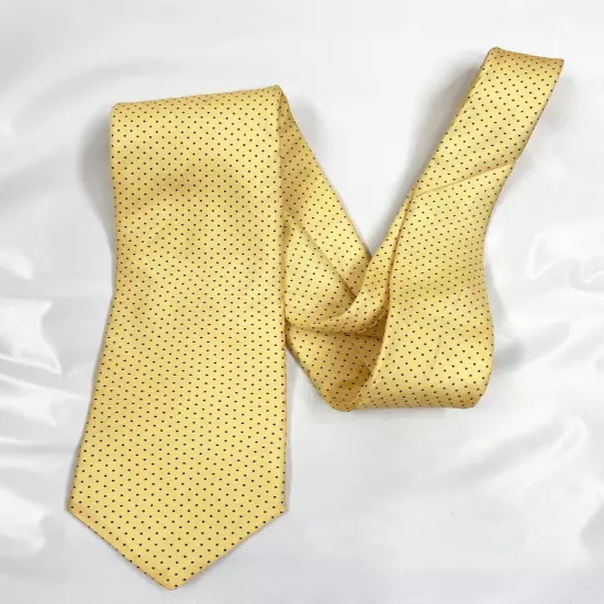 Vintage Bachrachs 1877 Yellow Polka Dot Necktie Silk Tie 3" x 54"