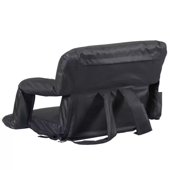 Reclining Stadium Seat for Bleachers with Padded Backrest Adjustable Armrests