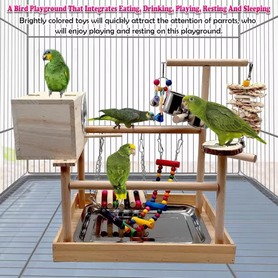 Parrots Playstand Birds Perch Stand Play Gym Cockatiel Playpen with Chewing Toys