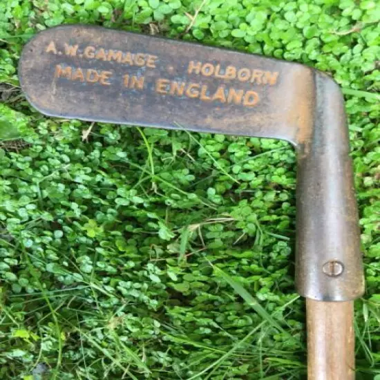 Vintage A W Gamage Holborn Made in England Hickory Wooden Shaft Putter