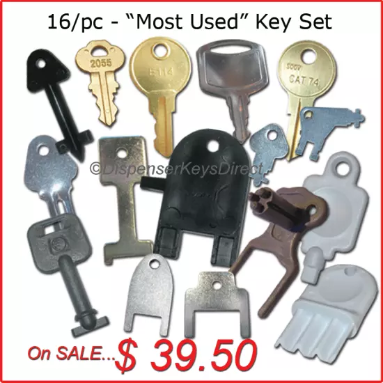 Master Set of "Most Popular" Keys for Hand Towel, Toilet Tissue &Soap Dispensers