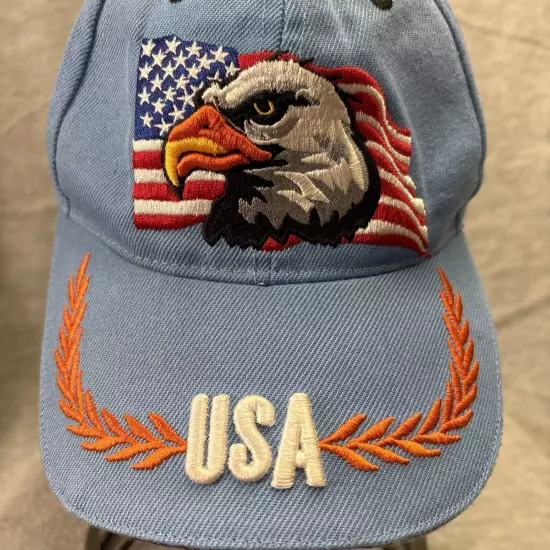 Patriotic Hat Cap USA Eagle American Flag Scrambled Eggs Embroidered Blue Honor