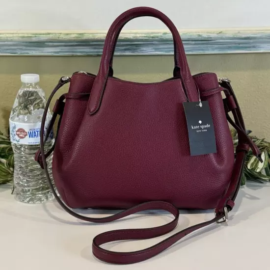 KATE SPADE DUMPLING SMALL SATCHEL CROSSBODY BAG PURSE BLACKBERRY MERLOT LEATHER