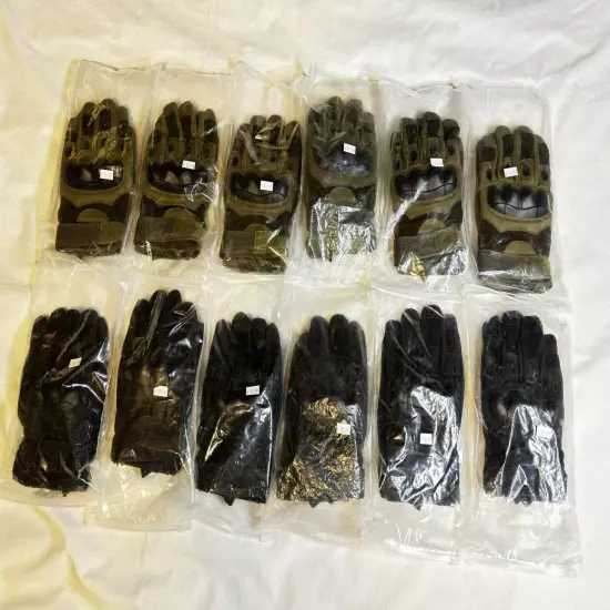 USA Tactical KNOCKER Gloves Rubberized Knuckle Lot Of 16 Blk /Grn Large