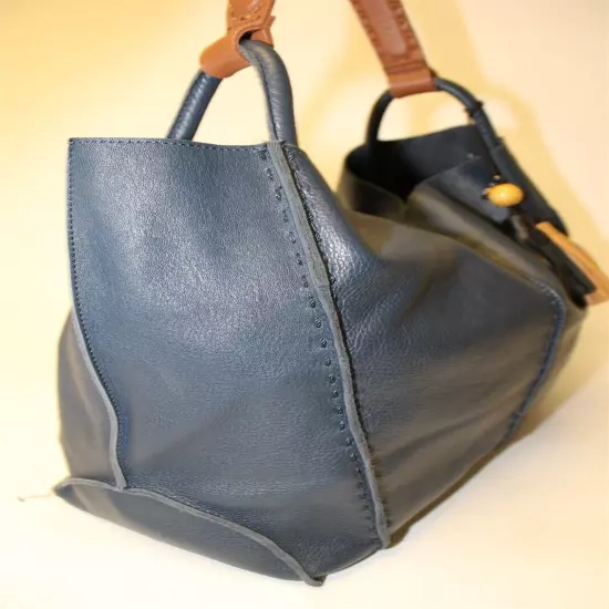 The Sak Los Feliz Large Tote Bag NWD Indigo Blue Unlined Leather Shoulder Purse