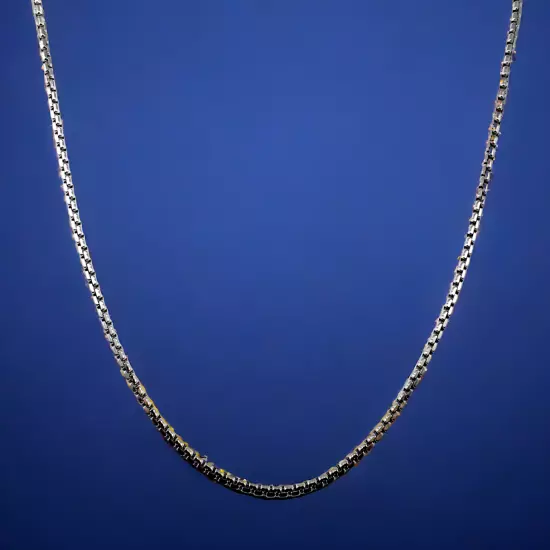 14K White Gold 1.5mm-3.5mm Franco Round Box Chain Necklace All Sizes Real