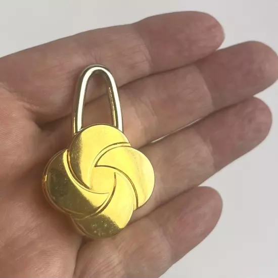 Small Gold Tone Swirl Luggage Lock with Key, Mini Padlock, 1.5”