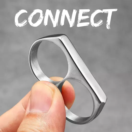 Connect Two Fingers Men Rings Stainless Steel Women Jewelry Punk New in Rock