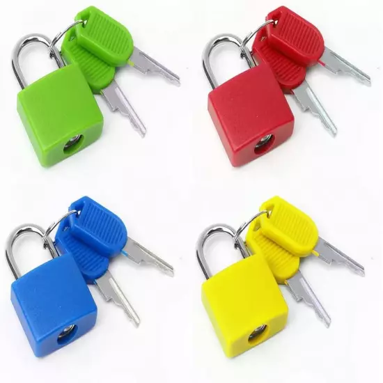 Mini Padlock with Key Suitcase Lock 4 Colors Backpack Luggage Small Locks 4Pcs