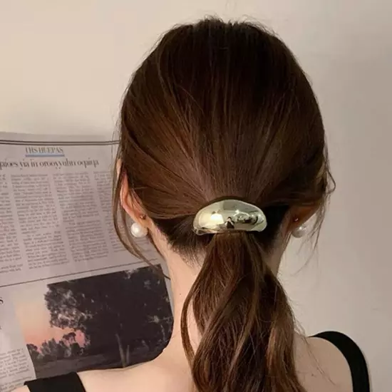 Gold/Silver Hammered Arch Pony Rhodium Hairband Ponytail Hair Cuff ☃