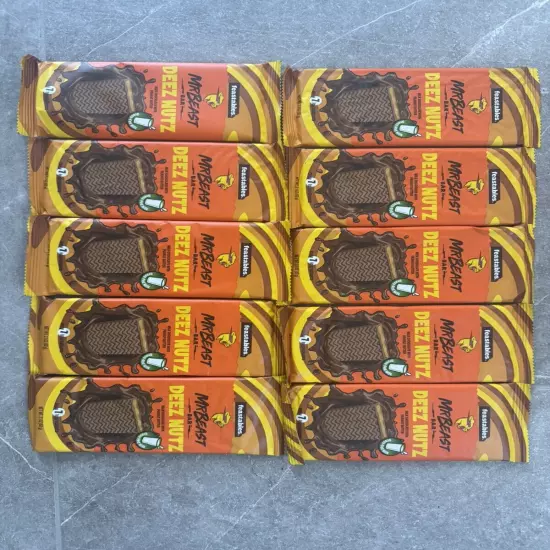 2.1 Oz 10 Pack Feastables Mr Beast Chocolate Bar Peanut Butter Deez Nuts