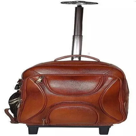 TOP GRAIN REAL LEATHER BACKPACK TROLLEY TRAVEL ROLLER CASE CABIN CHECKIN BACKPAC