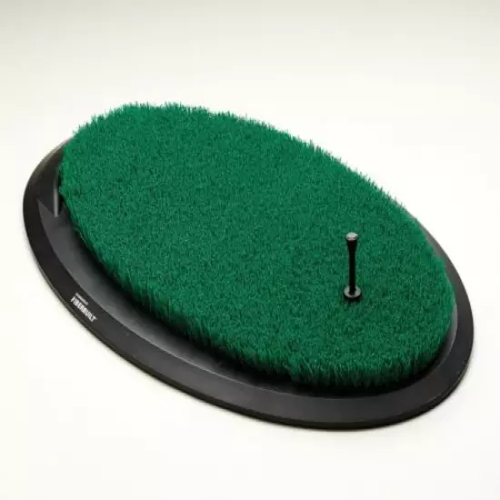 Fiberbuilt Flight Deck Golf Hitting Mat - Oval Shape Outdoor/ Indoor Real Gra...