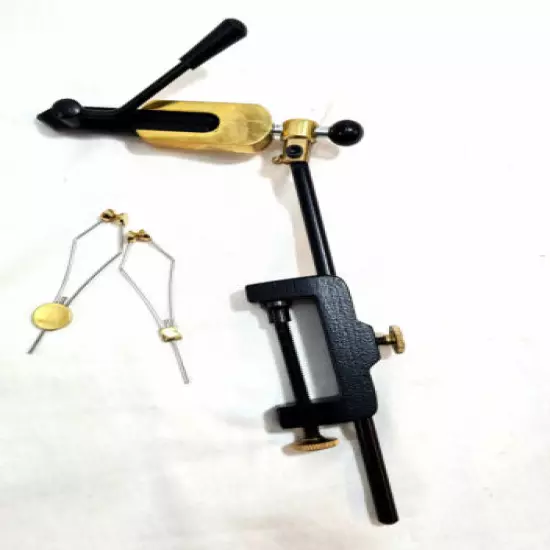 New Rotatable Side Lever Fly Tying Clamp Vice + 2 Free Bobbin Holders