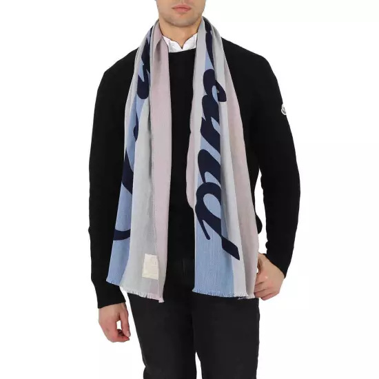 Bally Men's Blue Surf / Reinette Striped Wool Scarf