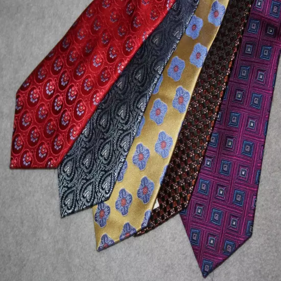 LOT of 5 IKE BEHAR Men's Silk Ties Purple Gold Red Brown/Black WEEK WORTH