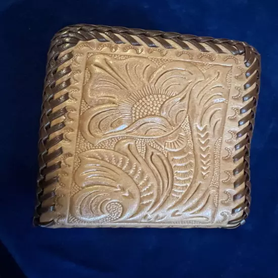 Handcrafted Tooled Western Leather Wallet bifold Cowboy Floral