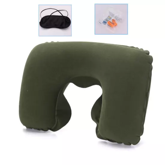 1X Portable Inflatable Flight Pillow Neck U Rest Air Cushion