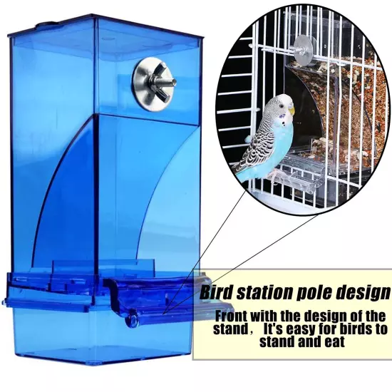 No Mess Bird Cage Feeder Automatic Parrot Seed Feeders with Chew Balls Acryli...