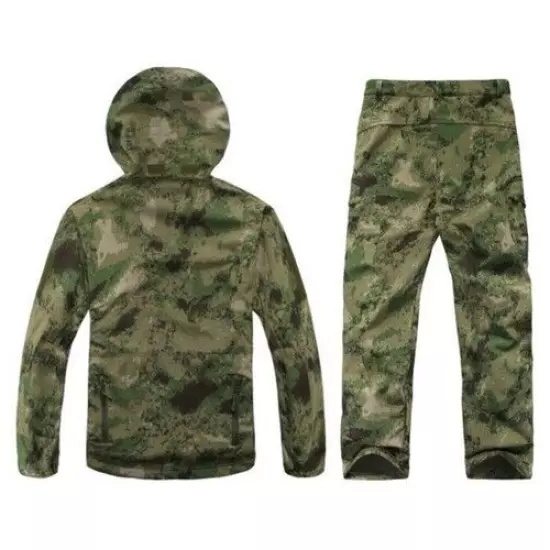 Outdoor Softsell Military Men's Waterproof Jacket Hiking Fishing Fleece Pants