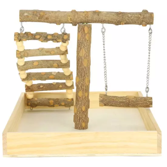 Natural Wood Bird Perch Stand Play Training Rack for Small Birds Activities