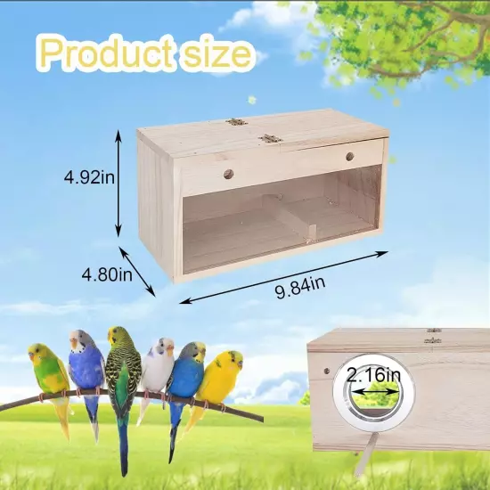 Tfwadmx Parakeet Nesting Box Transparent Bird Nest Box Wood Bird House for Cage