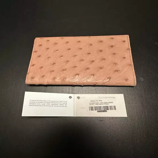 cape cobra real ostrich pink passport cover wallet NWT