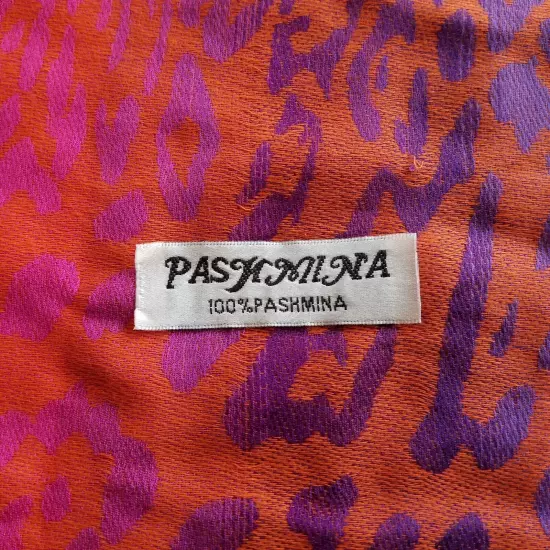 Pashmina Skarf Shawl Wrap Rainbow Animal Print Ombre Tassels 100% Pashmina 27×63