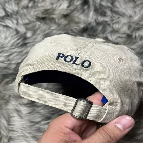 Polo Ralph Lauren Hat Cap Strap Mens Beige Pony Adjustable Preppy Golf DAD