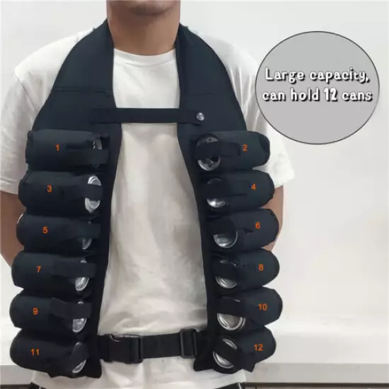 Can Holster Vest Portable Beer Shoulder Belt BBQ Party Beverage Carry NEW